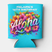 Leuke Aloha Tropisch Verjaardagsfeestje Blikjeskoeler (Voorkant)