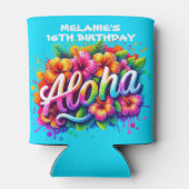 Leuke Aloha Tropische Verjaardagsfeest Blikjeskoeler (Achterkant)