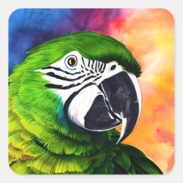 Leuke Amazon Parrot Artwork Vierkante Sticker