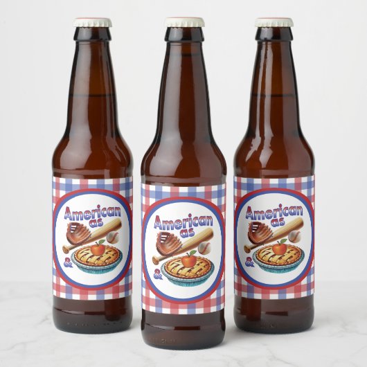 Leuke Amerikaan als honkbal en appeltaart Bier Etiket (Flessen)