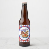Leuke Amerikaan als honkbal en appeltaart Bier Etiket (Voorkant)