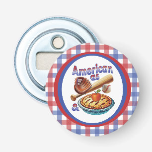 Leuke Amerikaan als honkbal en appeltaart Button Flesopener