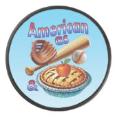 Leuke Amerikaan als honkbal en appeltaart Hockey Puck (Voorkant)