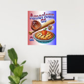 Leuke Amerikaan als honkbal en appeltaart Poster (Thuiskantoor)