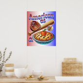 Leuke Amerikaan als honkbal en appeltaart Poster (Keuken)
