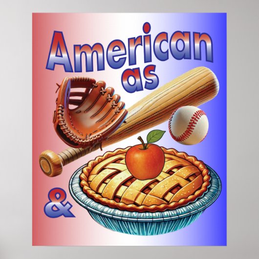 Leuke Amerikaan als honkbal en appeltaart Poster (Voorkant)