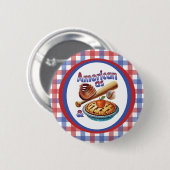 Leuke Amerikaan als honkbal en appeltaart Ronde Button 5,7 Cm (Voorkant /achterkant)