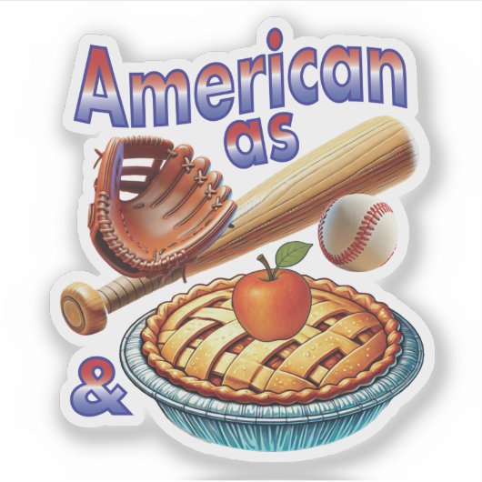 Leuke Amerikaan als honkbal en appeltaart Sticker (Voorkant)