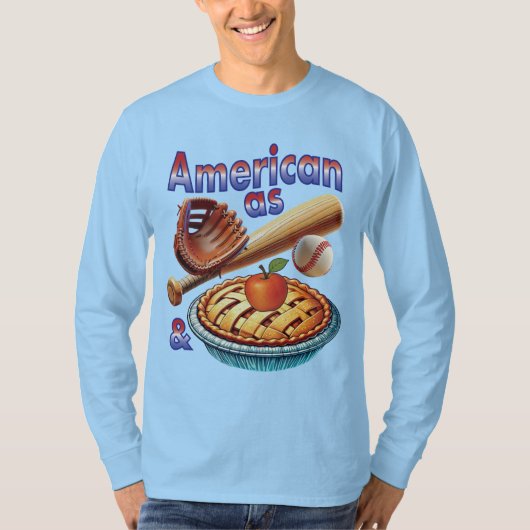 Leuke Amerikaan als honkbal en appeltaart T-shirt (Voorkant)