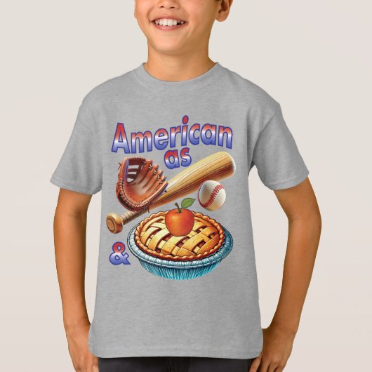 Leuke Amerikaan als honkbal en appeltaart T-shirt (Voorkant)