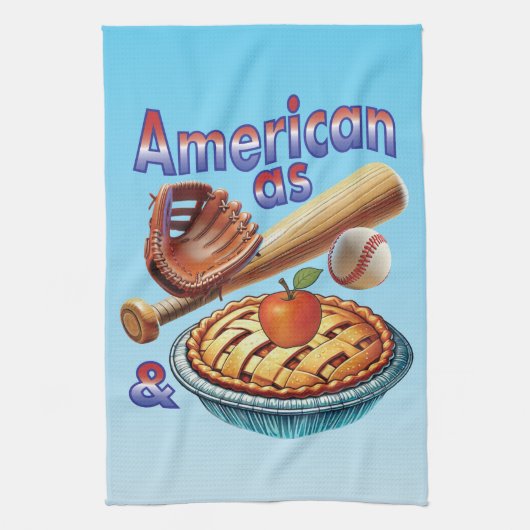 Leuke Amerikaan als honkbal en appeltaart Theedoek (Verticaal)