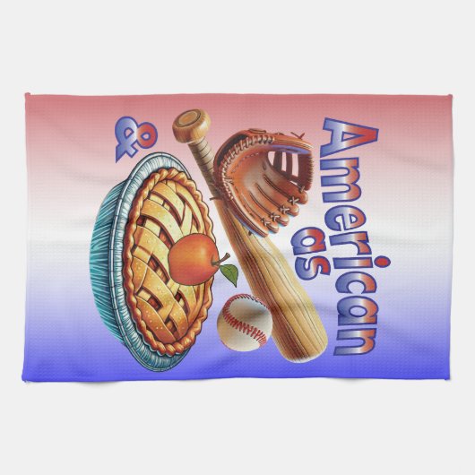 Leuke Amerikaan als honkbal en appeltaart Theedoek (Horizontaal)