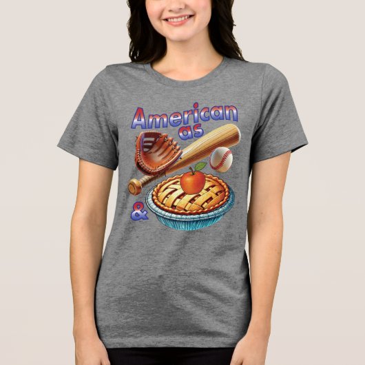 Leuke Amerikaan als honkbal en appeltaart Tri-Blend Shirt (Voorkant)