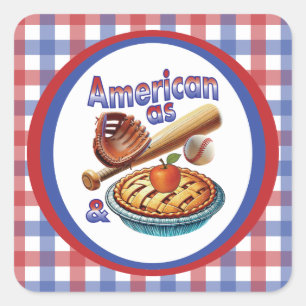 Leuke Amerikaan als honkbal en appeltaart Vierkante Sticker