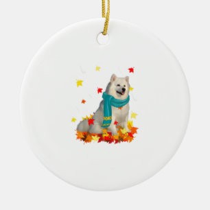 Leuke Amerikaanse Eskimo Thanksgiving Herfst Honde Keramisch Ornament