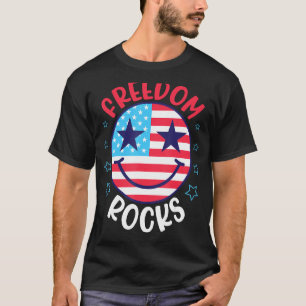 Leuke Amerikaanse vlag Amerika emotie gezicht 4th  T-shirt