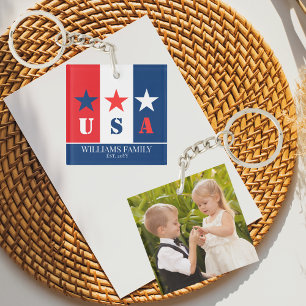 Leuke Amerikaanse vlag, Patriottische VS, Familien Sleutelhanger