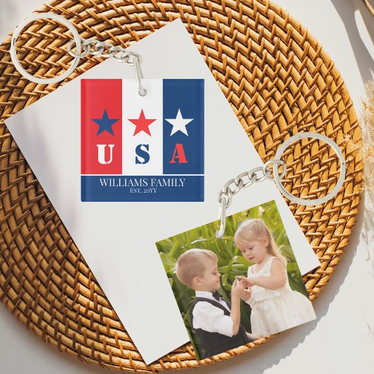 Leuke Amerikaanse vlag, Patriottische VS, Familien Sleutelhanger