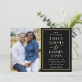 Leuke ampersand bewerkbare kleur foto bruiloft kaart (Staand voorkant)