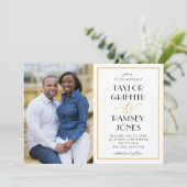 Leuke ampersand bewerkbare kleur foto bruiloft kaart (Staand voorkant)