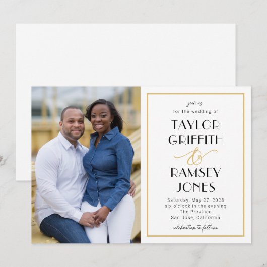 Leuke ampersand bewerkbare kleur foto bruiloft kaart (Voorkant / Achterkant)