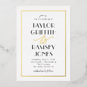 Leuke Ampersand FOLIE bewerkbare kleur bruiloft Uitnodiging