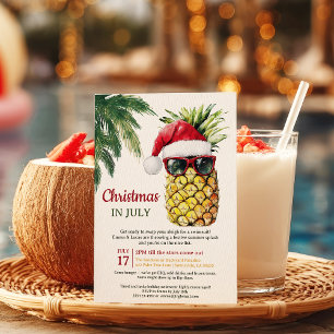 Leuke ananas kerstman in juli Summer Party Kaart