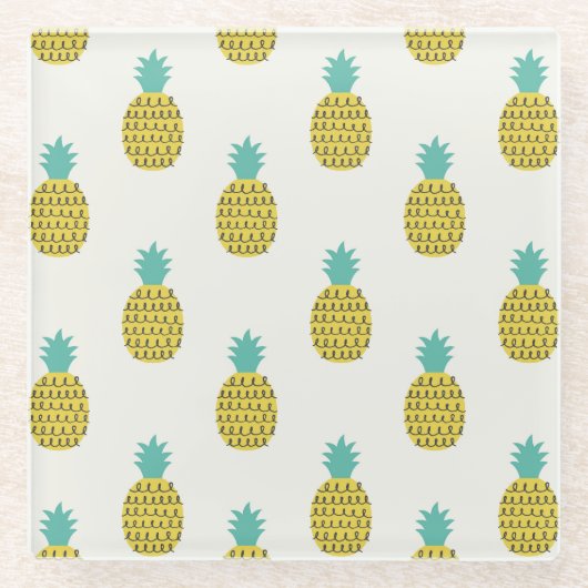 Leuke  ananas naadloze illustratie. glazen onderzetter (Voorkant)