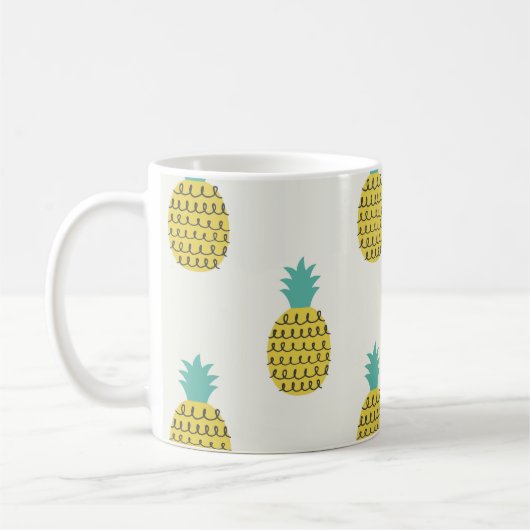 Leuke  ananas naadloze illustratie. koffiemok (Links)