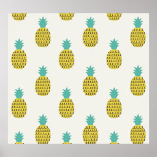 Leuke  ananas naadloze illustratie. poster