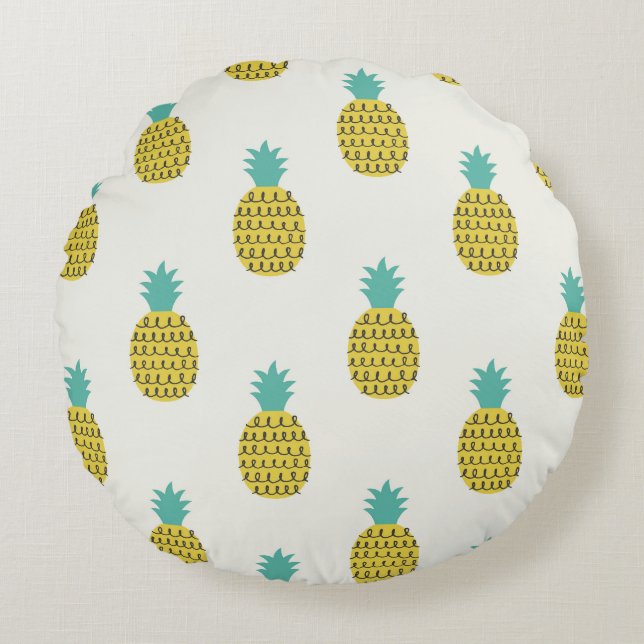 Leuke  ananas naadloze illustratie. rond kussen (Voorkant)