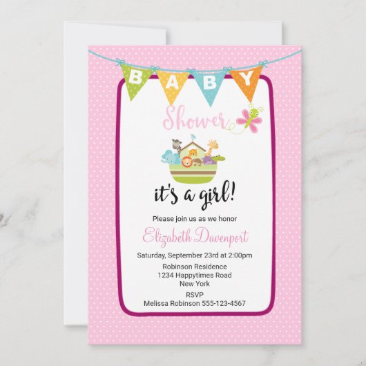 Leuke Animal Ark Baby shower Uitnodiging (Voorkant)