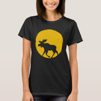 Leuke Animal Moose Elk Sun Silhouette T-shirt