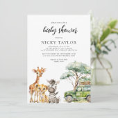 Leuke Animal Nursery Safari Baby shower Kaart (Staand voorkant)