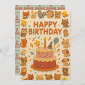 Leuke Animal Party Verjaardag Kaart (Voorkant / Achterkant)