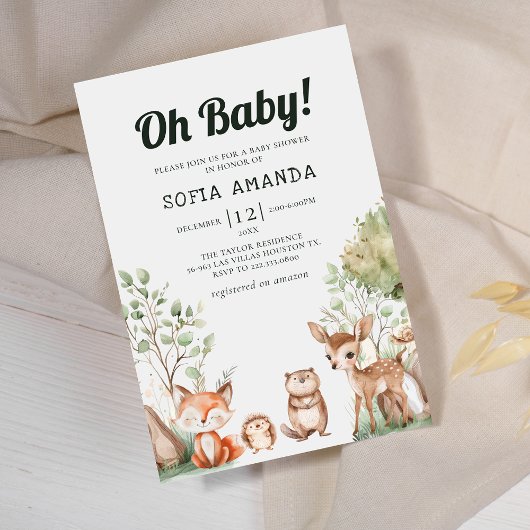 Leuke Animal Woodland Baby shower Kaart