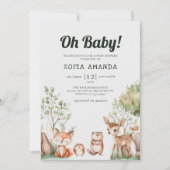 Leuke Animal Woodland Baby shower Kaart (Voorkant)