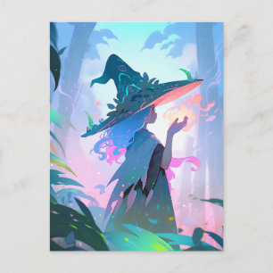 Leuke anime heks meisje fantasy kunst briefkaart