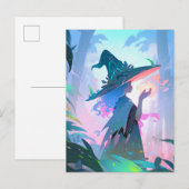 Leuke anime heks meisje fantasy kunst briefkaart (Voorkant / Achterkant)