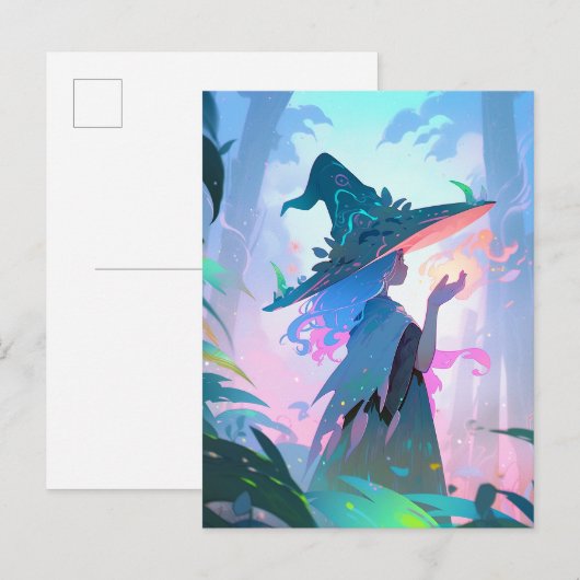 Leuke anime heks meisje fantasy kunst briefkaart (Voorkant / Achterkant)