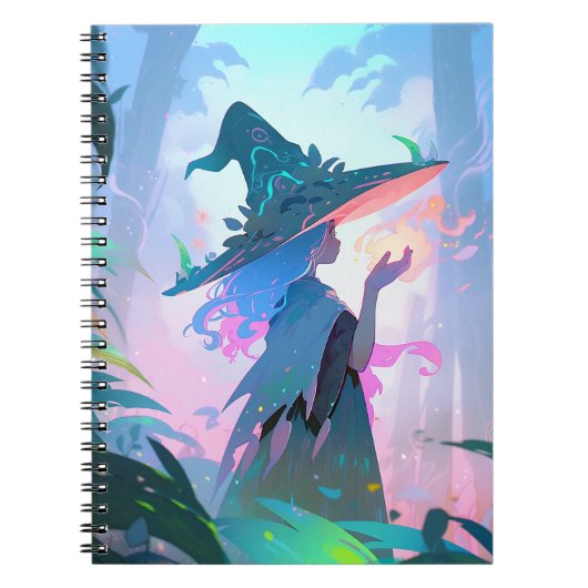 Leuke anime heks meisje fantasy kunst notitieboek (Voorkant)