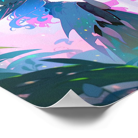 Leuke anime heks meisje fantasy kunst poster (Hoek)