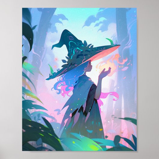 Leuke anime heks meisje fantasy kunst poster (Voorkant)