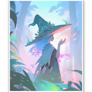 Leuke anime heks meisje fantasy kunst sticker