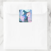 Leuke anime heks meisje fantasy kunst vierkante sticker (Tas)