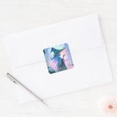 Leuke anime heks meisje fantasy kunst vierkante sticker (Envelop)