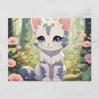 Leuke anime kat voor kattenliefhebbers briefkaart