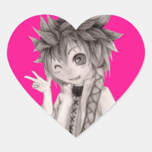 Leuke anime man, originele tekening hart sticker