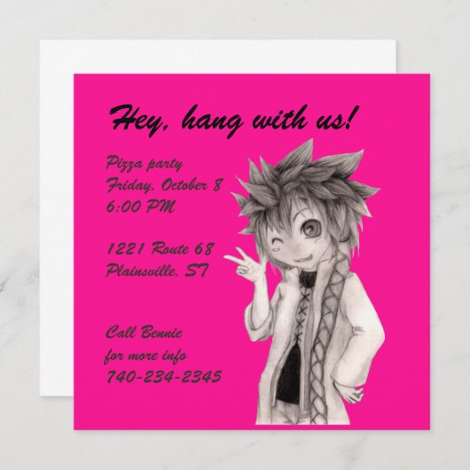 Leuke anime man, originele tekening kaart (Voorkant / Achterkant)