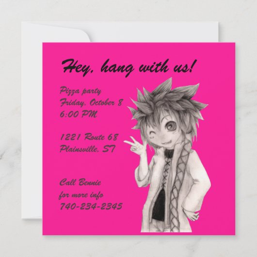 Leuke anime man, originele tekening kaart (Voorkant)